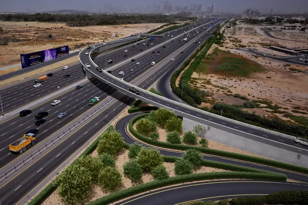BIM-based Civil 3D infrastructure model detailing complex road alignments, grading, earthworks, and integrated wet and dry utility networks for Nad Al Sheba, Dubai